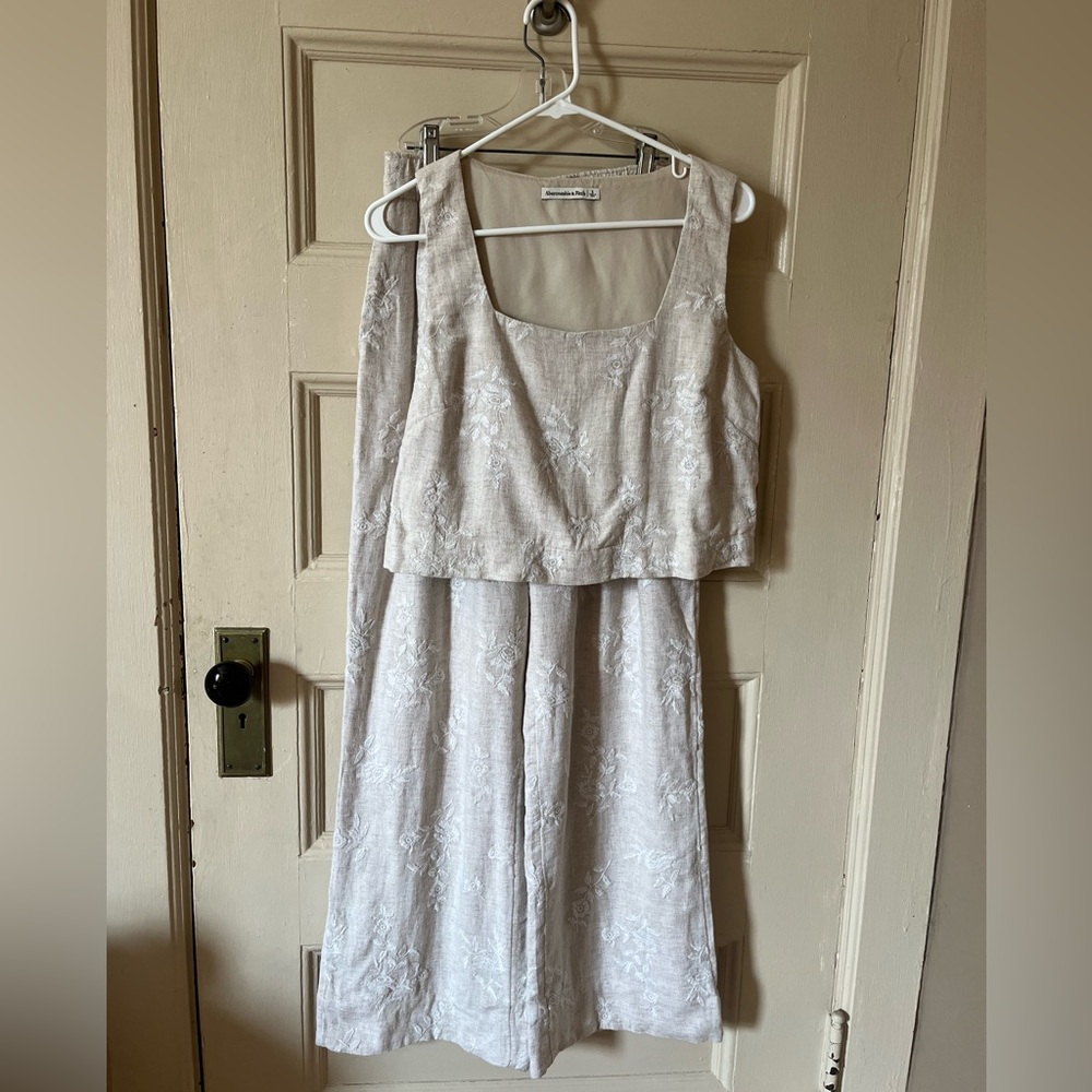 Beige Floral Two Piece Set